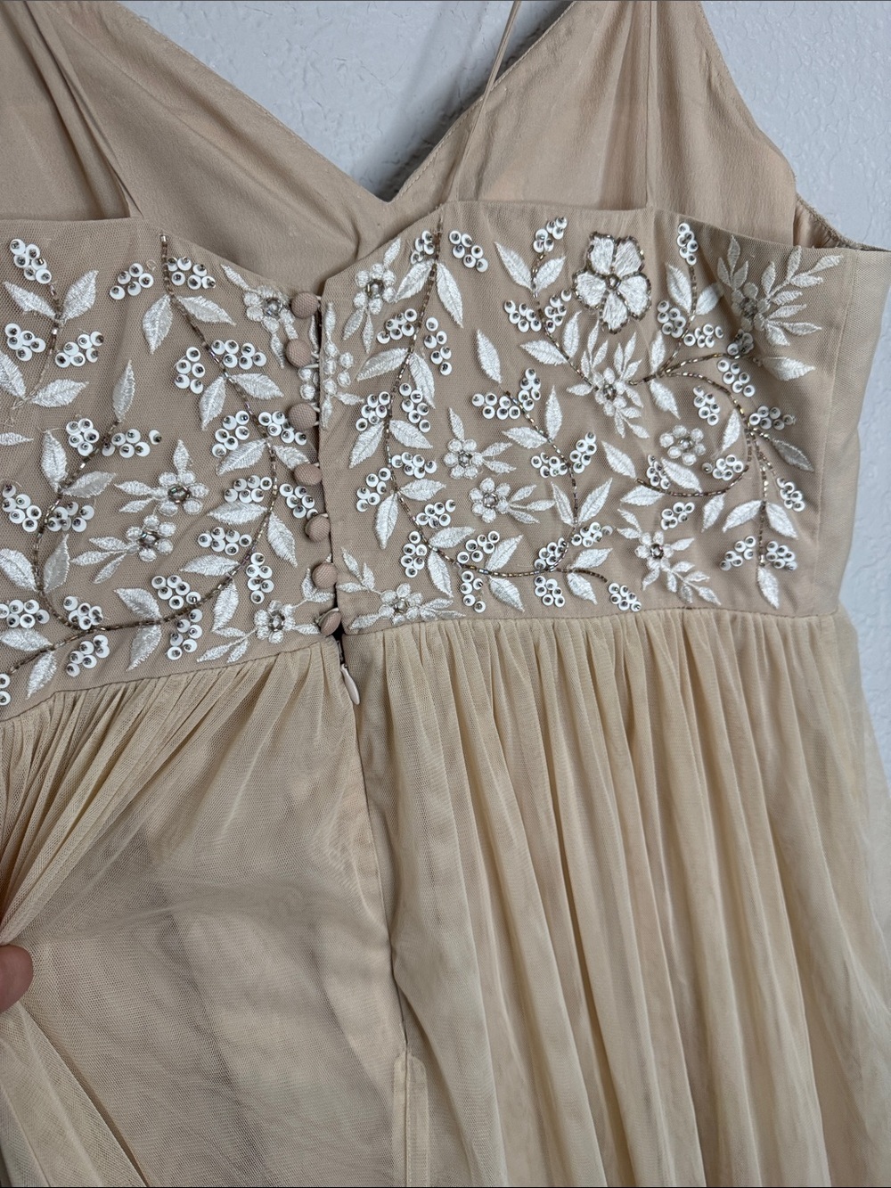 BHLDN Anthropologie Elowen Beaded Gown Dress Size 18 Plus Size Champagne Formal - Picture 6 of 9